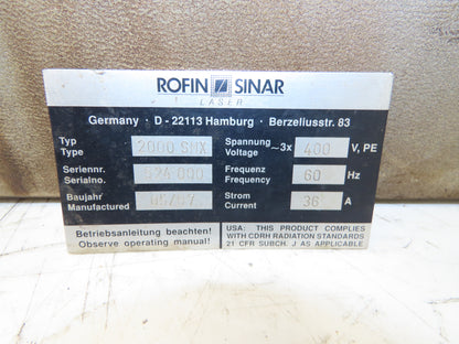 Rofin-Sinar 221290 Power Supply From 2000 SMX Laser 400V 36A