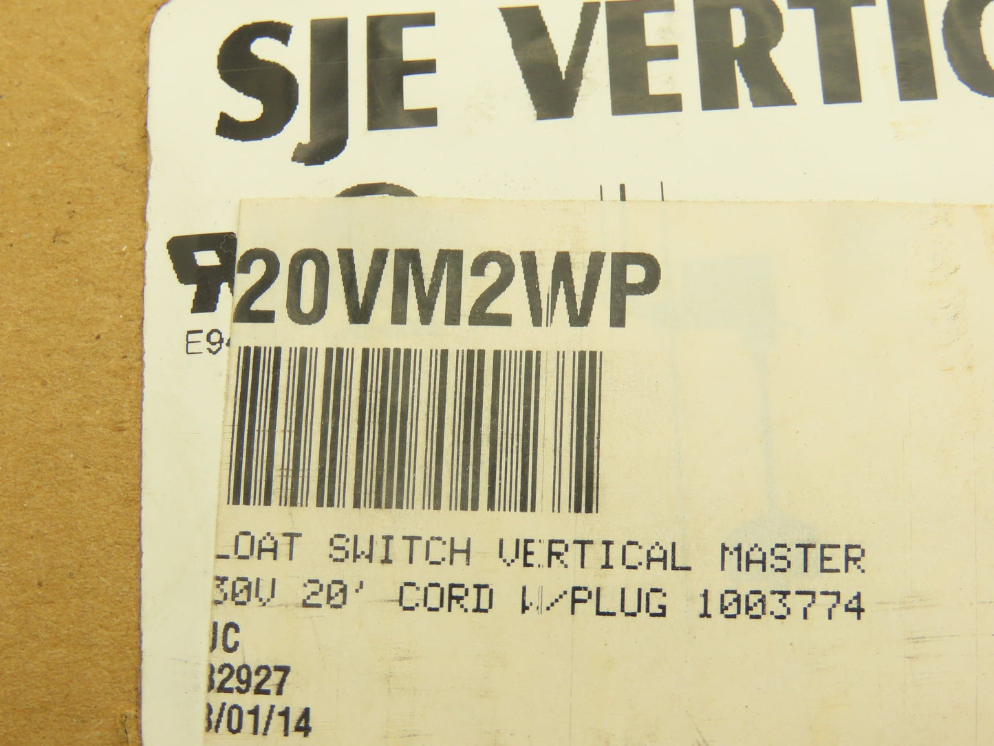 SJE-Rhombus 20VM2WP VerticalMaster Pump Switch 230V 20' Cord