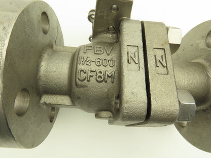 PVB, USA 1.5" Full Port 2 PC Ball Valve Class 600 316SS ANSI Flange