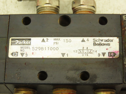 Parker 529811000 Manual Air Valve 3-Pos Spring Return Center 1/4" NPT 150 psi