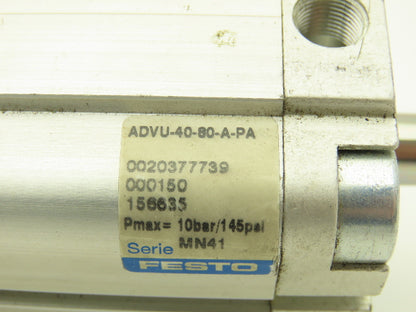 Festo ADVU-40-80-A-PA Pneumatic Air Cylinder 40mm Bore 80mm Stroke Double Acting