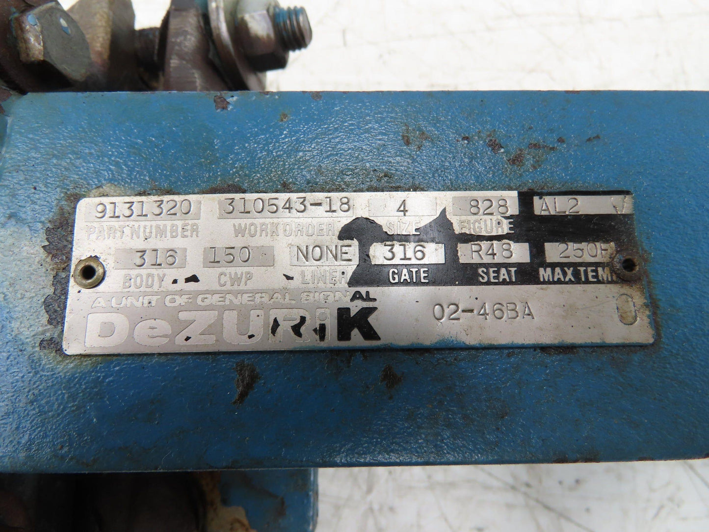 DeZurik 9131320 4" Knife Gate Valve 316 SS Rising Stem Fig. 828