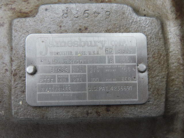 Jamesbury 4" Flanged Ball Valve Pneumatic Air Actuator PMV Positioner