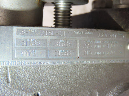 Jamesbury 8" Butterfly Valve Pneumatic Air Actuator PMV Positioner