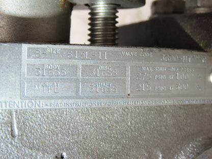 Jamesbury 8" Butterfly Valve Pneumatic Air Actuator PMV Positioner