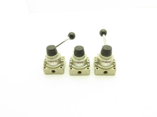 SMC VH200-02 Pneumatic Air Control Valve Manual 3 Position 4 Way 145PSI Lot of 3