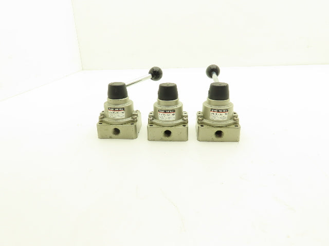 SMC VH200-02 Pneumatic Air Control Valve Manual 3 Position 4 Way 145PSI Lot of 3
