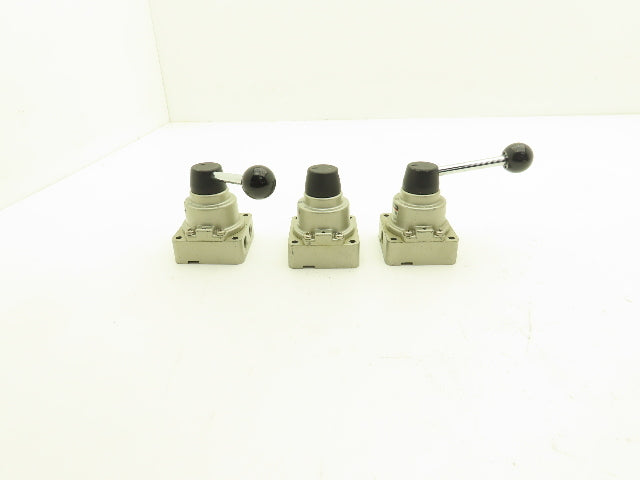 SMC VH200-02 Pneumatic Air Control Valve Manual 3 Position 4 Way 145PSI Lot of 3