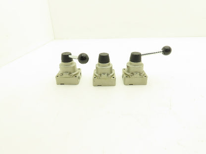 SMC VH200-02 Pneumatic Air Control Valve Manual 3 Position 4 Way 145PSI Lot of 3