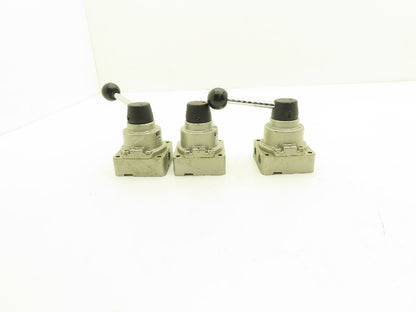 SMC VH200-02 Pneumatic Air Control Valve Manual 3 Position 4 Way 145PSI Lot of 3