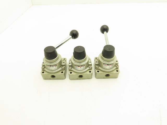SMC VH200-02 Pneumatic Air Control Valve Manual 3 Position 4 Way 145PSI Lot of 3