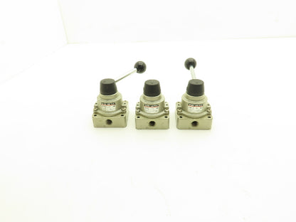 SMC VH200-02 Pneumatic Air Control Valve Manual 3 Position 4 Way 145PSI Lot of 3