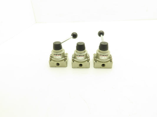 SMC VH200-02 Pneumatic Air Control Valve Manual 3 Position 4 Way 145PSI Lot of 3