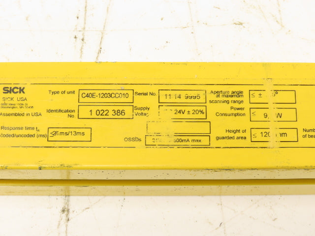 Sick C40E-1203CC010 C4000 Series Safety Light Curtain Emitter 1200mm