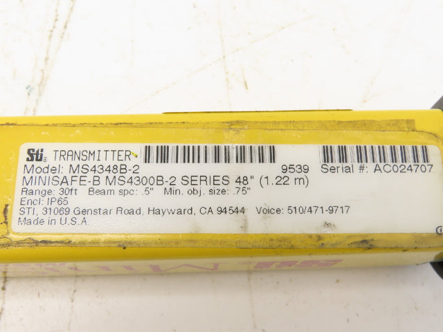 STI MS4348B-2 Light Curtain Transmitter MiniSafe-B 30' Range 48" Long