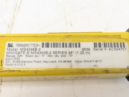 STI MS4348B-2 Light Curtain Transmitter MiniSafe-B 30' Range 48" Long