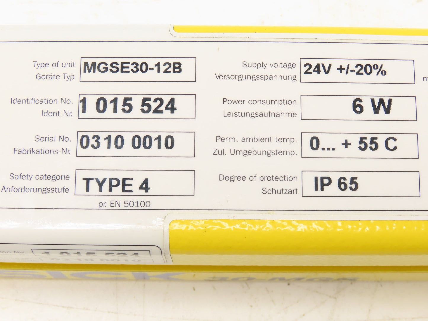 Sick MGSE30-12B Safety Light Curtain Receiver 300mm