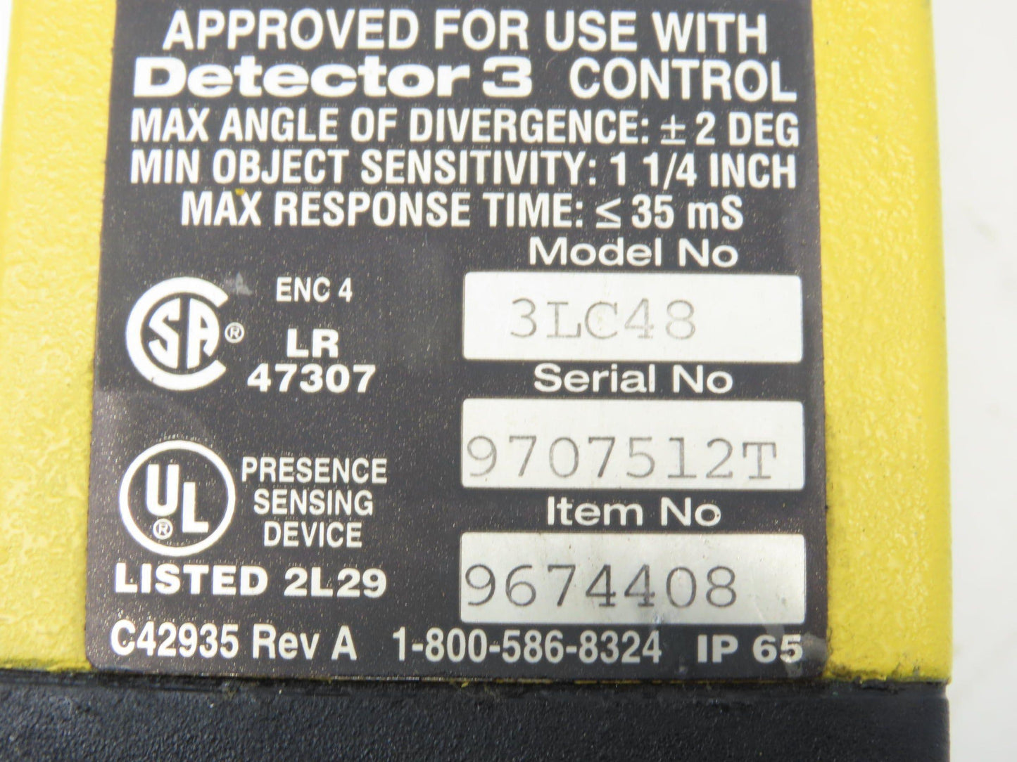 Data Instruments 3LC48 Detector 3 Light Curtain Transmitter 48"