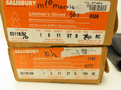 Salisbury E011B Lineman's Gloves Size 10 & 10-1/2 Mixed Lot of 2