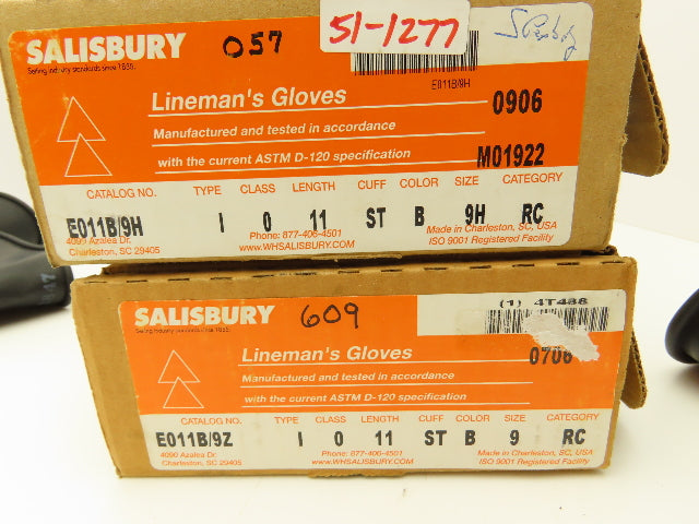 Salisbury E011B Lineman's Gloves Size 9-1/2 Lot of 2