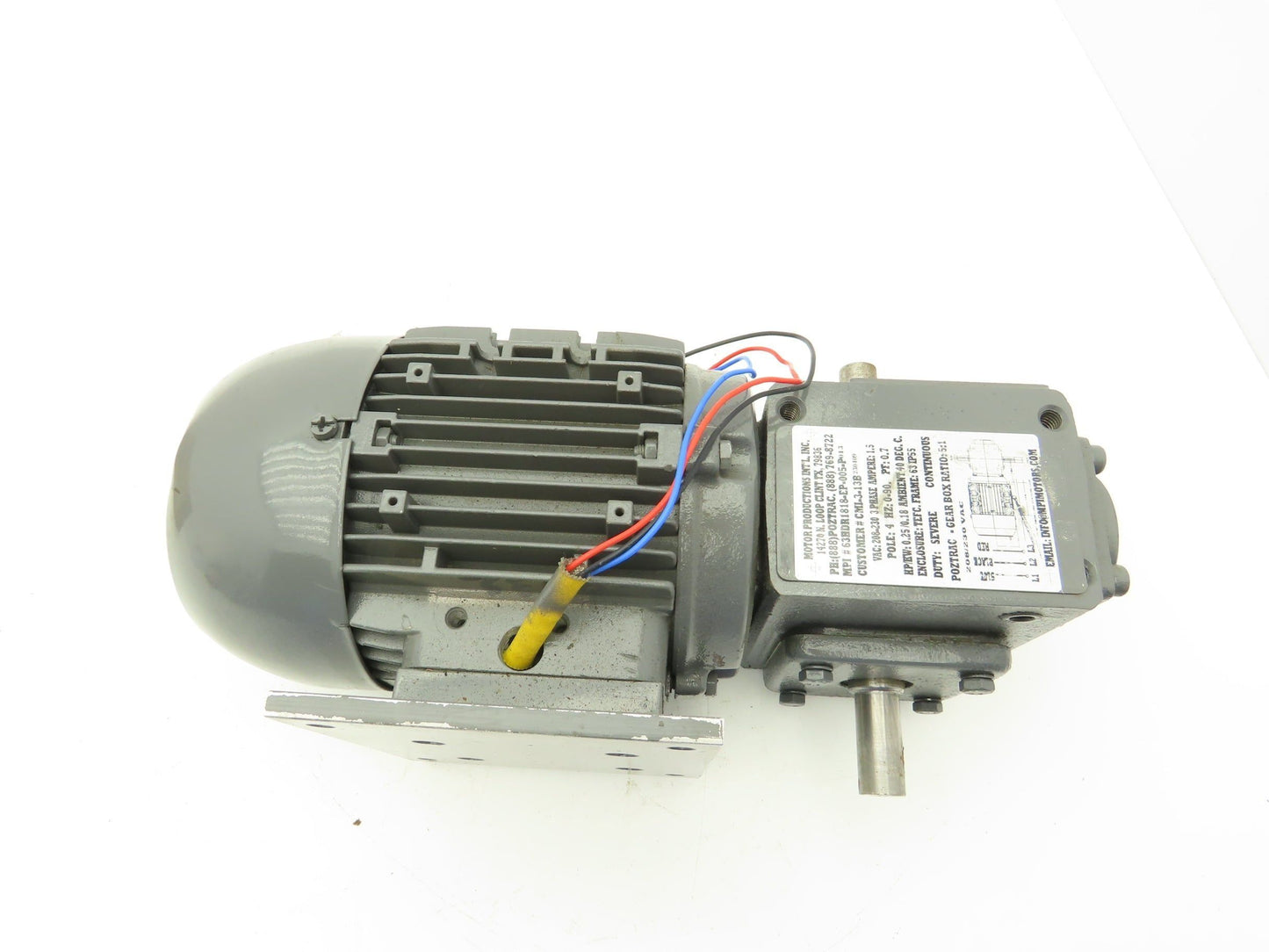 Motor Productions Intl 63 HDR 1818 EP 005 Gearmotor 5:1 Reducer 1/4Hp 230V 3PH