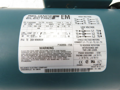 Reliance P14G9258H Gearmotor 5:1 Tigear Reducer 345rpm 2Hp 230/460V LH 145TC