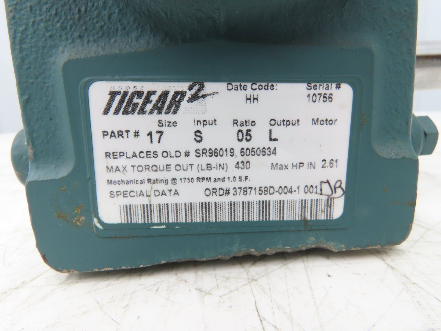 Reliance P14G9258H Gearmotor 5:1 Tigear Reducer 345rpm 2Hp 230/460V LH 145TC