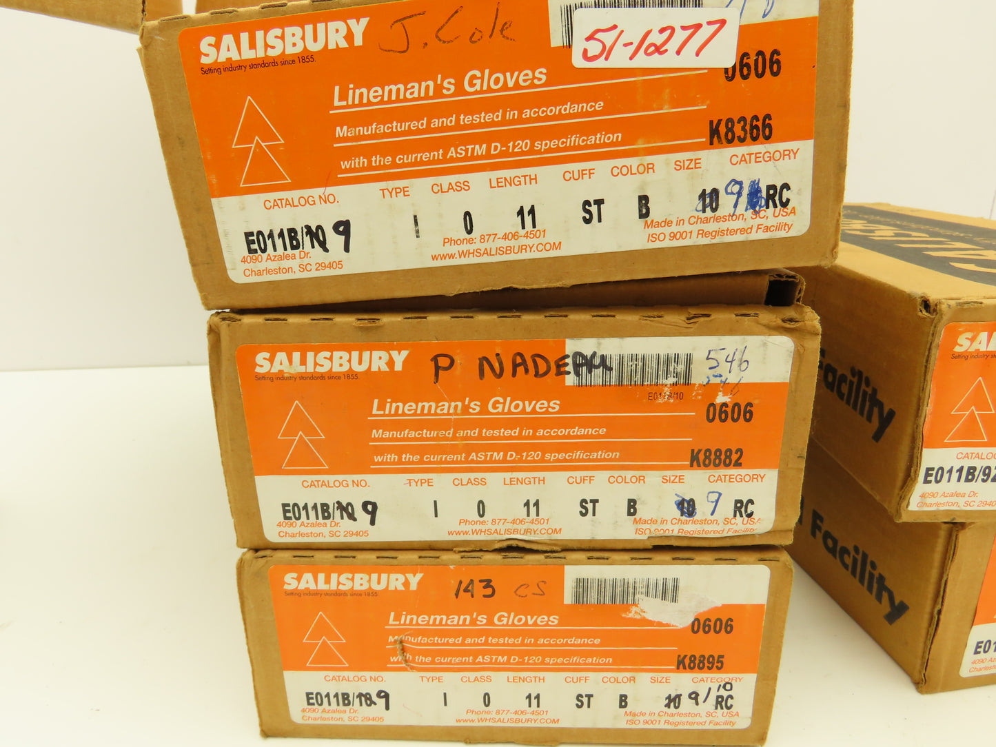 Salisbury E011B Lineman's Gloves Size 9 Lot of 5