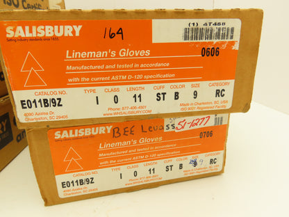 Salisbury E011B Lineman's Gloves Size 9 Lot of 5