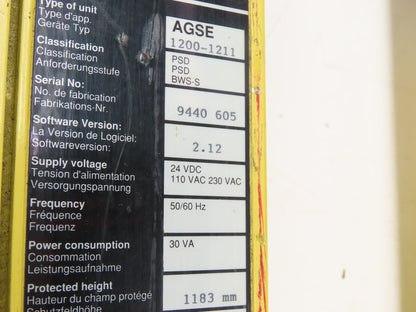 Sick AGSE 1200 Series Safety Light Curtain Emitter/Receiver Set 1183mm x 6m