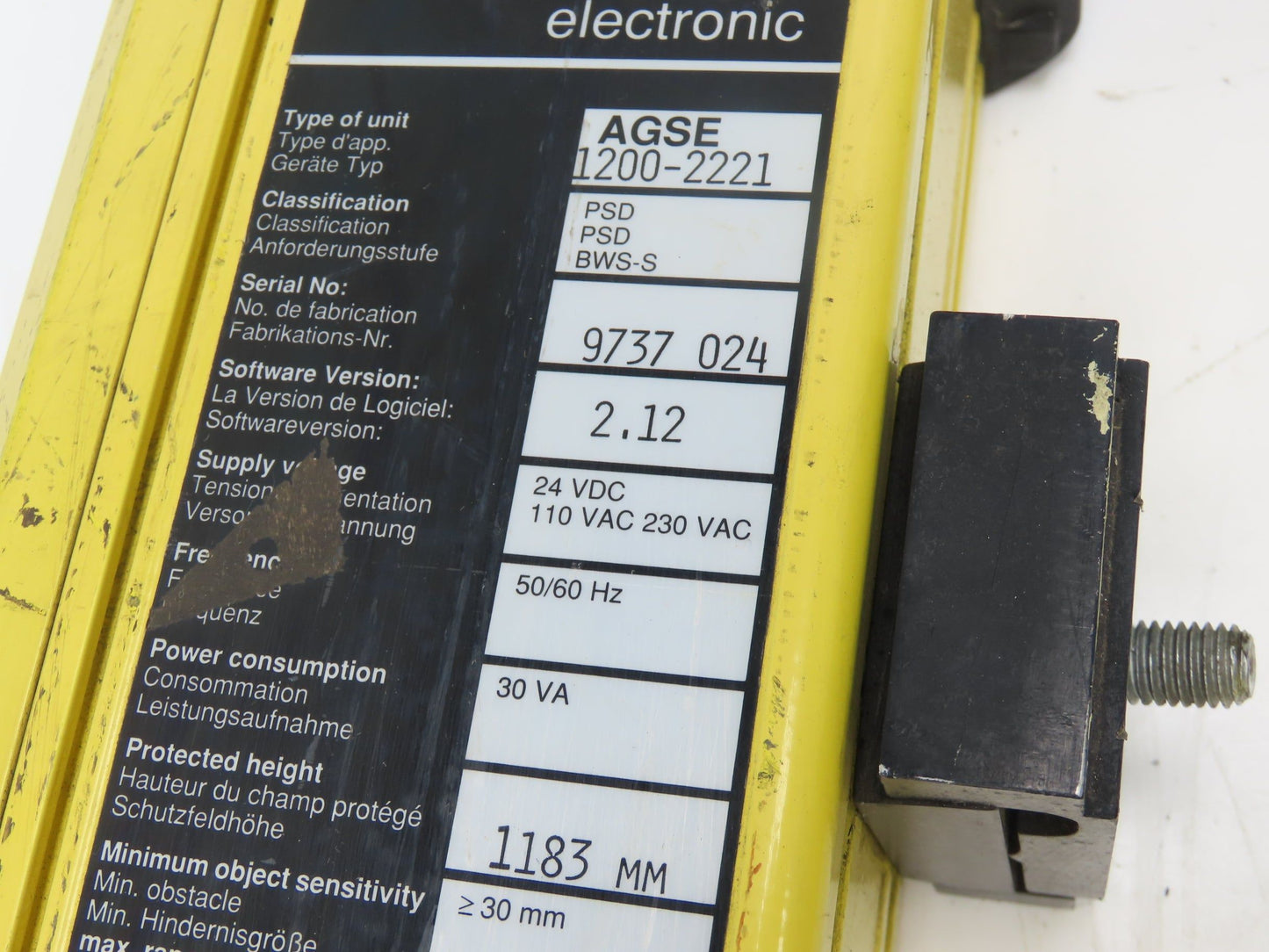 Sick AGSE 1200 Series Safety Light Curtain Emitter/Receiver Set 1183mm x 6m