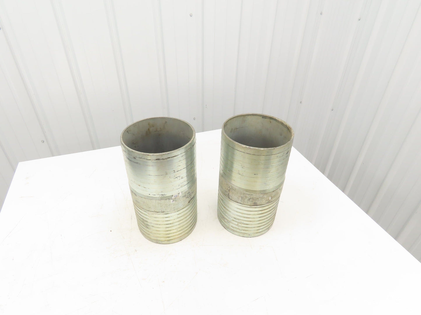 8" Coupler Mender Barbed Galvanized Steel Fitting Lot of 2