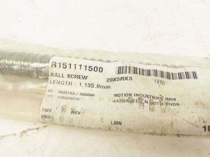 Rexroth R151111500 Ball Screw 1135mm Thread 20X5RX3 No Nut included
