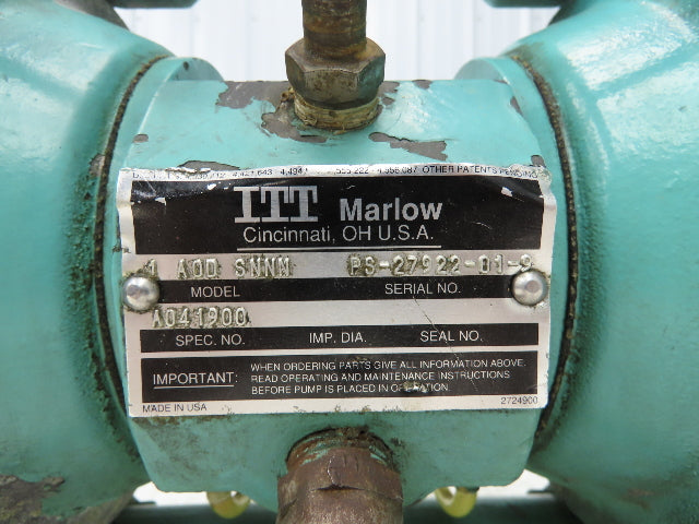 ITT 1A0D SNNN Air Operated Pneumatic Diaphragm Pump 1"NPT 316 Stainless 125psi