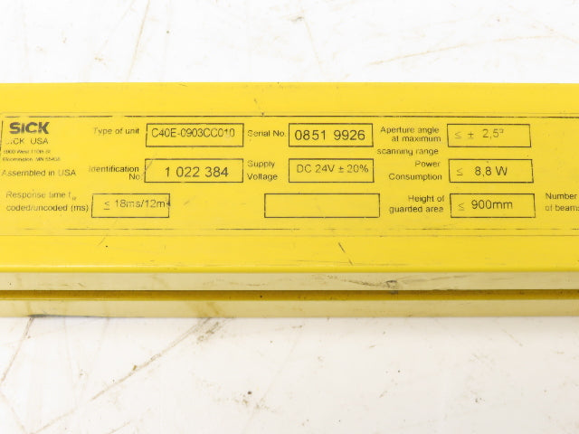 Sick C40E-0903CC010 C4000 Series Safety Light Curtain Receiver 900mm 18ms 24vdc