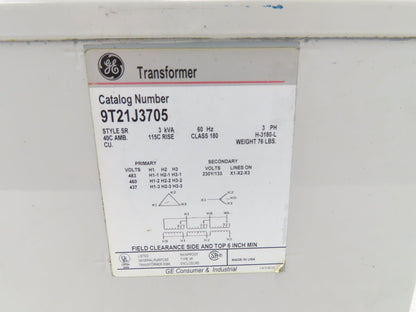 General Electric 9T21J3705 Power Transformer 3kVA 3Ph HV 480/460/440 LV 230/133