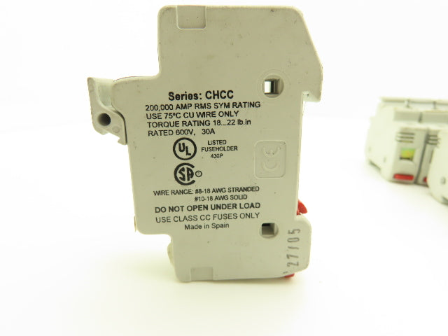 Bussmann CHCC1D DIN Rail Fuse Holder 1-Pole 30A Lot of 32