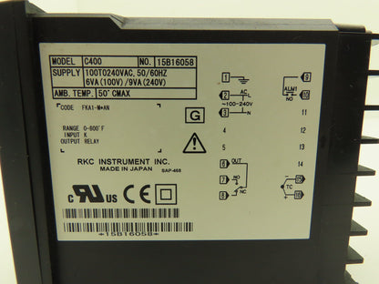 RKC C400 PLC Temperature Control 120/240VAC 6/9VA 800°F Lot of 2