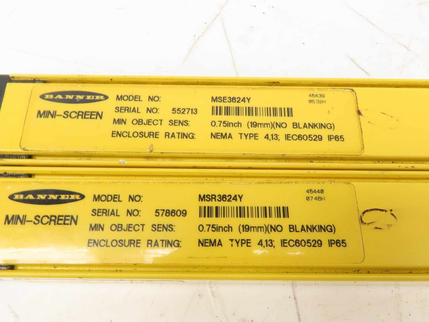 Banner MSR3624Y|MSE3624Y Safety Light Curtain Set Mini-Screen 36"