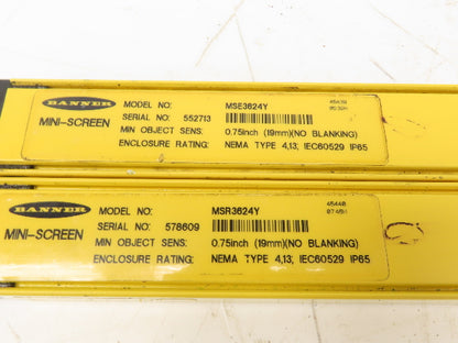 Banner MSR3624Y|MSE3624Y Safety Light Curtain Set Mini-Screen 36"