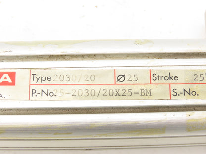 Origa 2030/20 Rodless Pneumatic Slide Air Cylinder Linear Actuator 25" Stroke