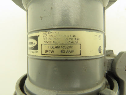 Hubbell HBL460RS2W Pin Sleeve Receptacle 60A 3P 4W 600V 3 Pole 4 Wire