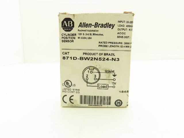 Allen-Bradley 871D-BW2N524-N3 Cylinder Position Sensor 3000PSI SER A 250V AC/DC