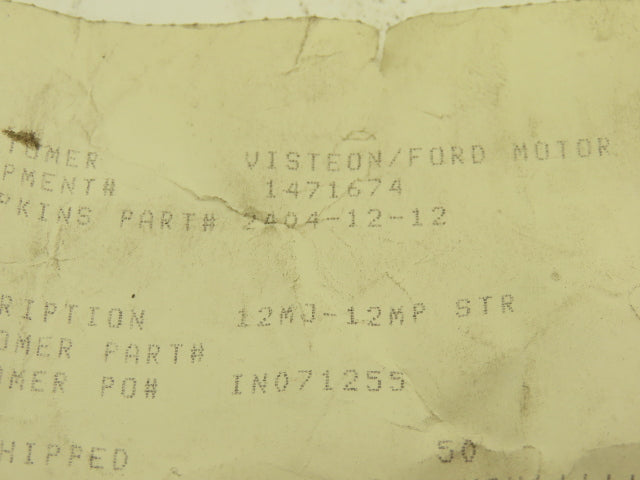 Tompkins Flared Tube Fitting Straight 3/4" OD JIC X 3/4-14 NPTF Male Lot of 45