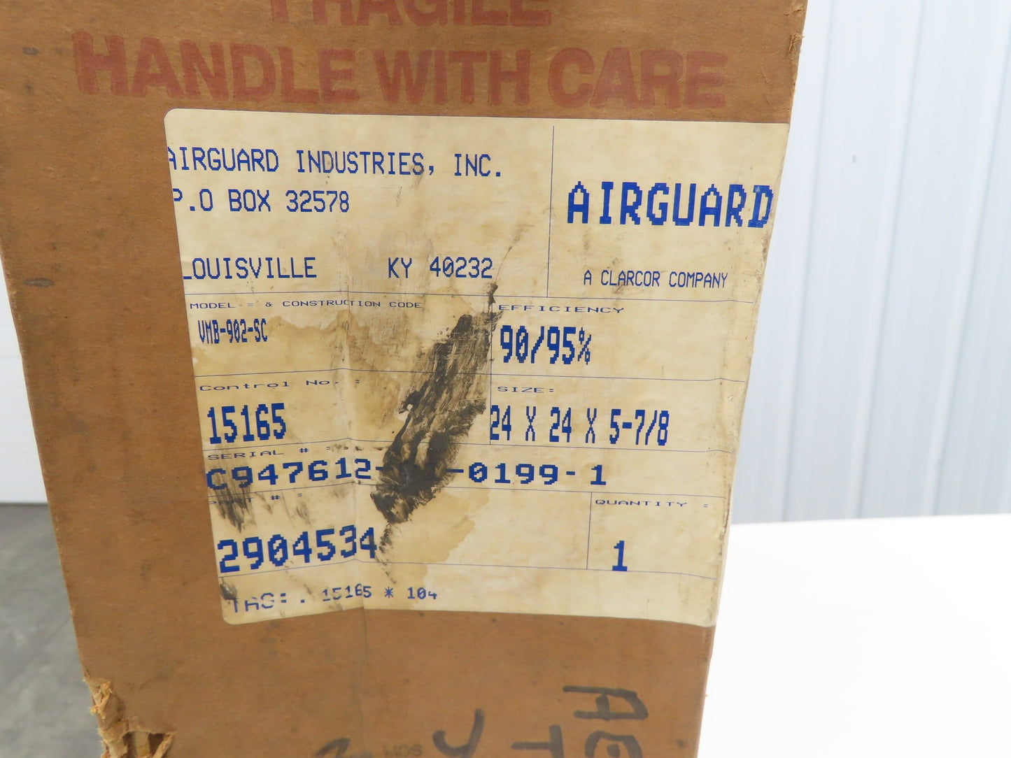 Airguard VMB-902-SC Air Filter Box Veriflow 24 X 24 X 5-7/8" Steel MERV14 Rigid