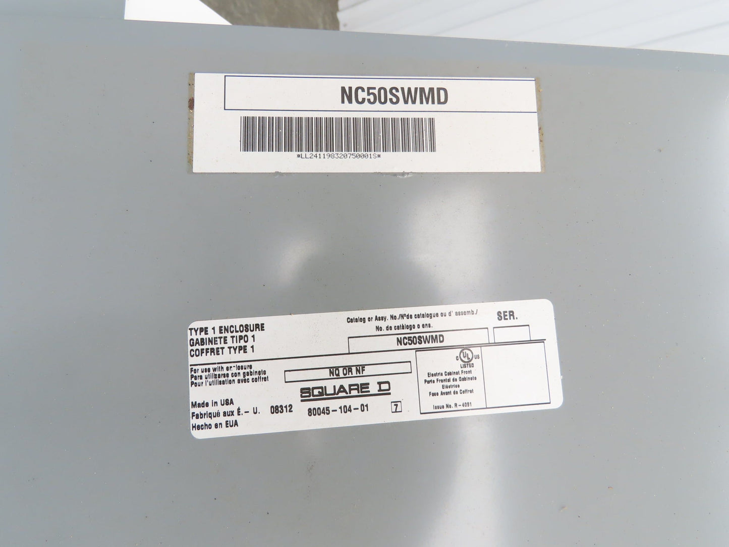 Square D NC50SWMD Panelboard enclosure cover NQ/NF Type 1 20" W x 50" H