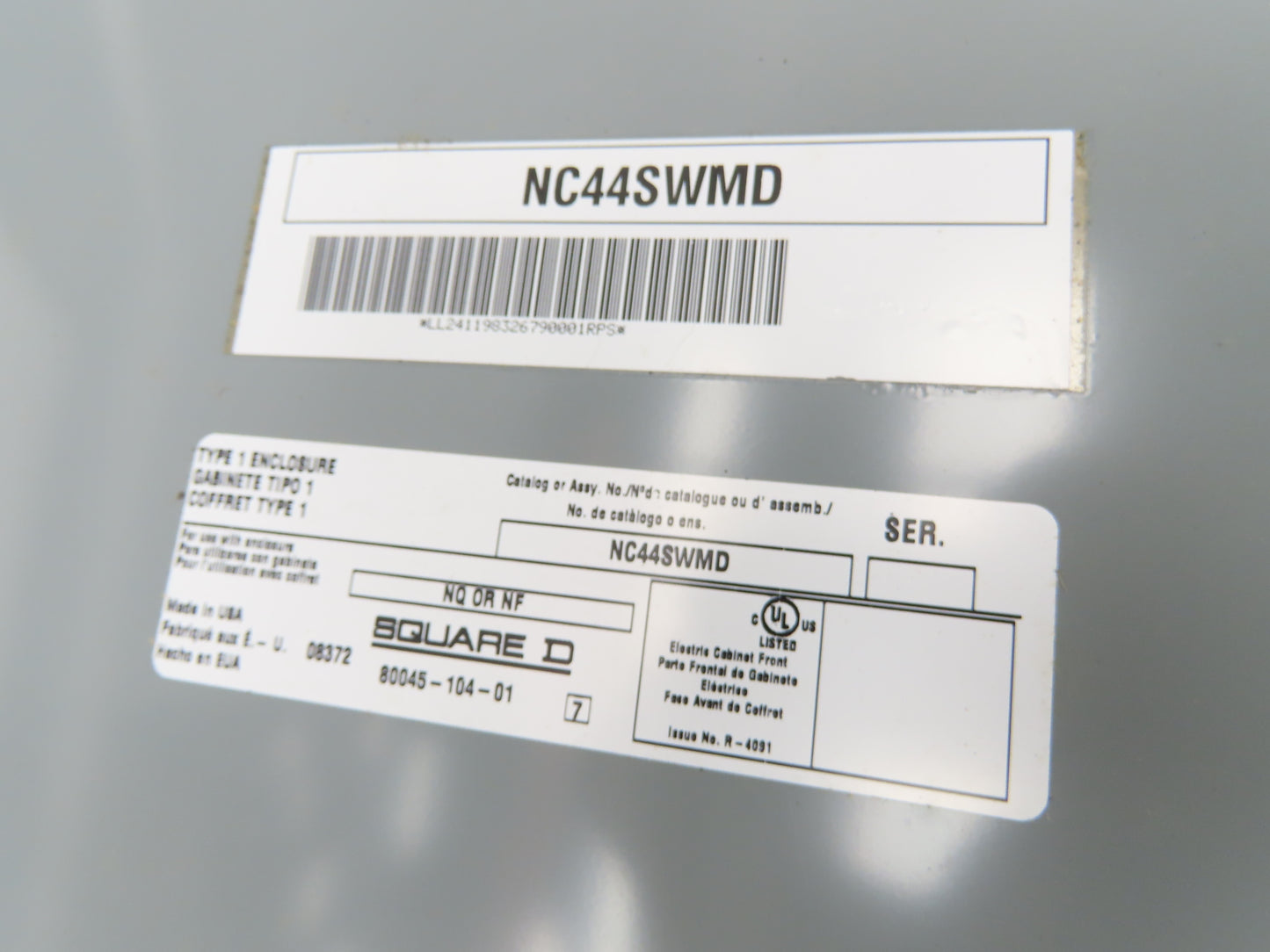 Square D NC44SWMD Panelboard enclosure cover NQ/NF Type 1 20" W x 44" H