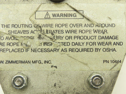Zimmerman Ingersoll Rand 10444 Air Balancer Load Block Single Pulley Sheave