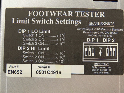 Semtronics EN652 Footwear Tester II Electrostatic Discharge Grounding Safety