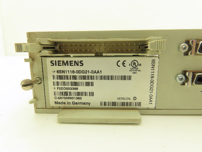 Siemens 6SN1118-0DG21-0AA1 Simodrive Servo Control Module PLC 2 Axis Ver D